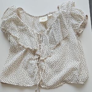 Anthropologie Cream Ruffled Blouse